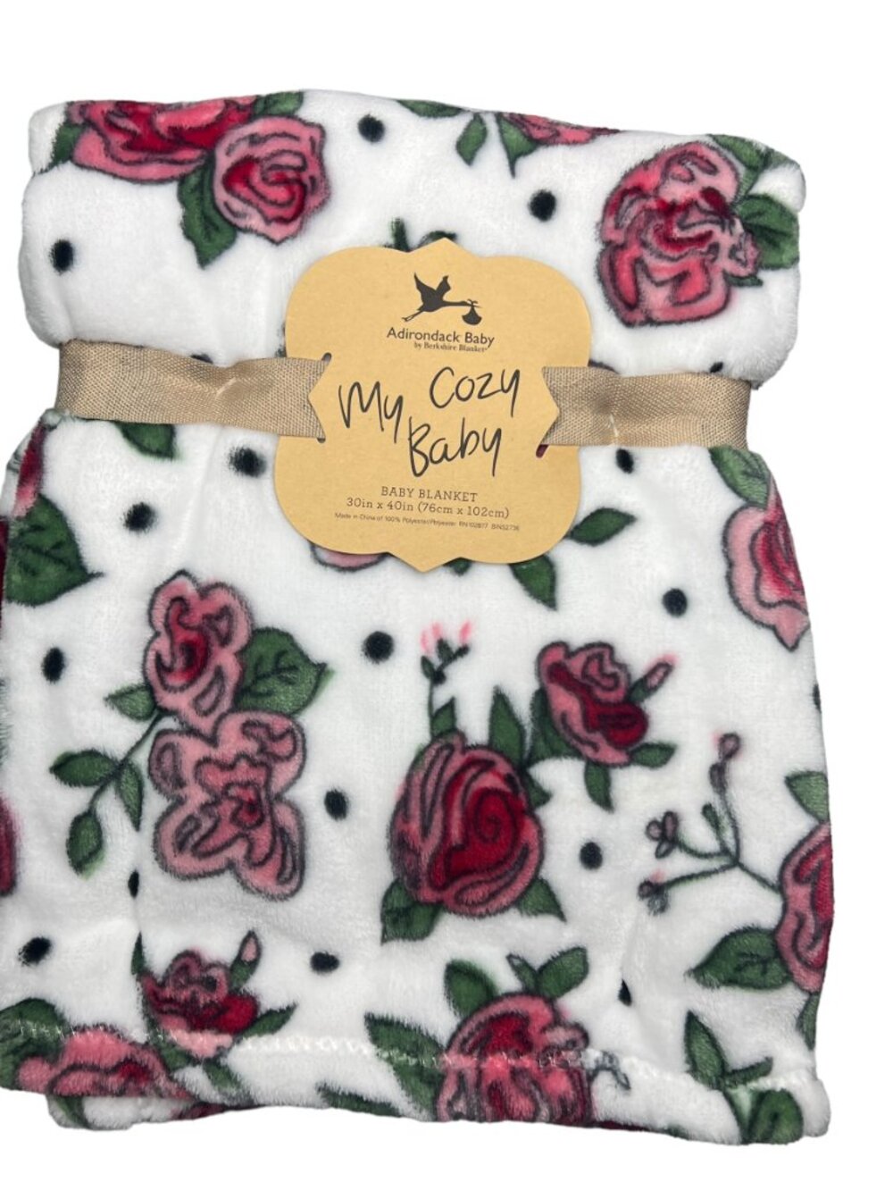 NWT Floral Flowers Roses Adirondack Baby Blanket Plush Pink White Green My Cozy - Picture 6 of 8